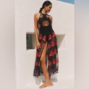 Celandine Embroidered Bodysuit Maxi Dress Size M NWT